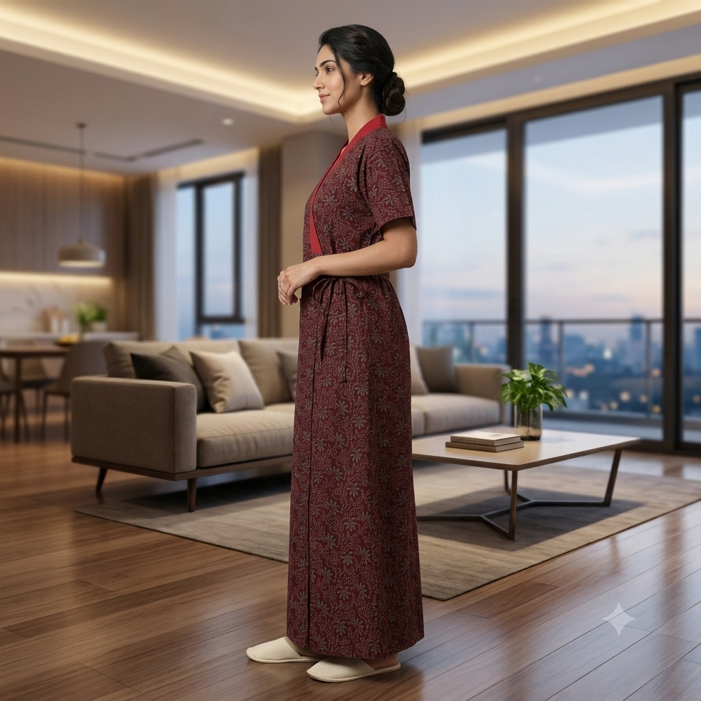 Bizzy Lizzy Maroon Geranium 2pc Set Housecoat