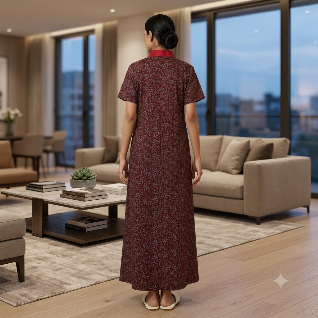 Bizzy Lizzy Maroon Geranium 2pc Set Housecoat
