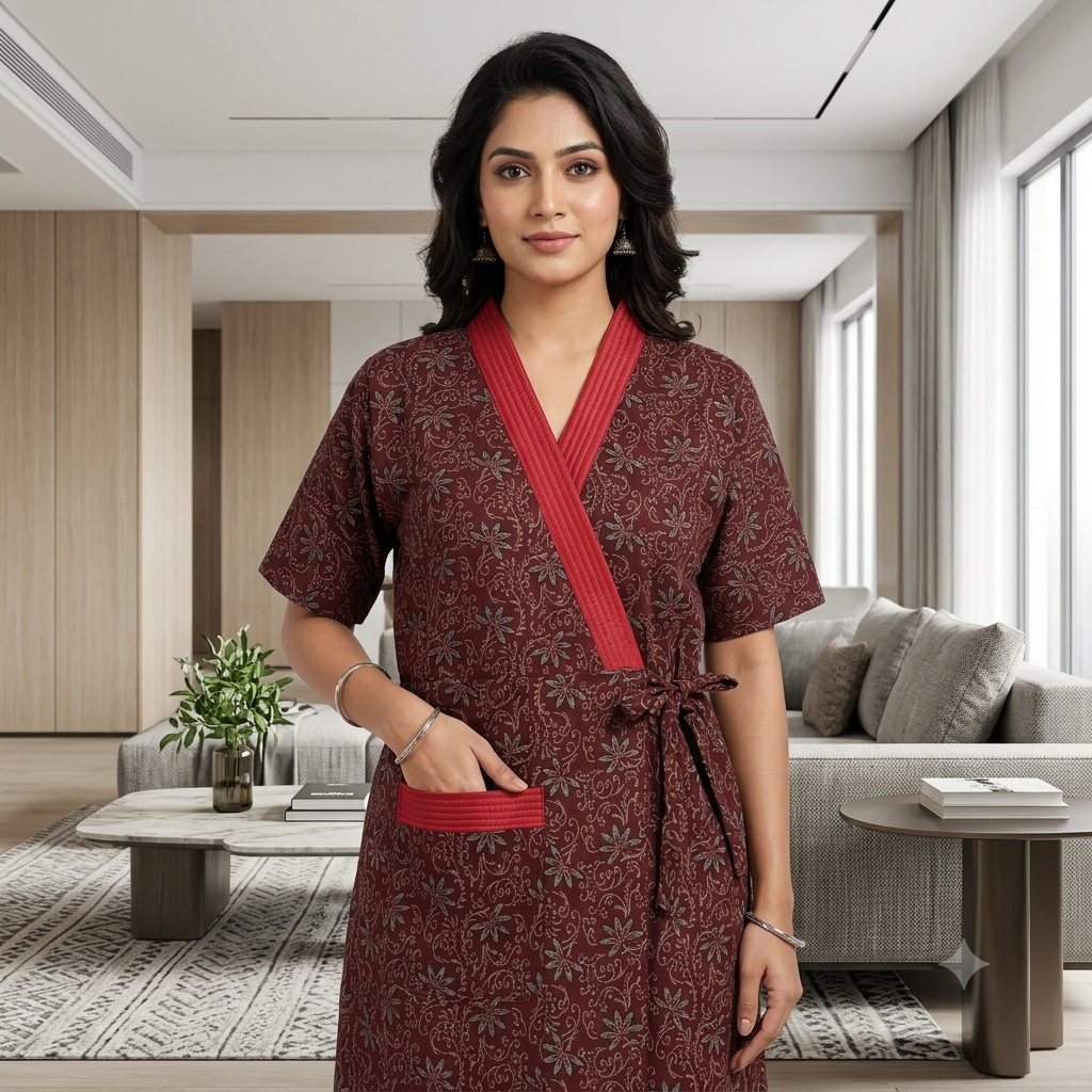 Bizzy Lizzy Maroon Geranium 2pc Set Housecoat