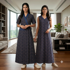 Bizzy Lizzy Navy Blue Geranium 2pc Set Housecoat