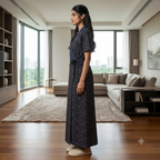 Bizzy Lizzy Navy Blue Geranium 2pc Set Housecoat