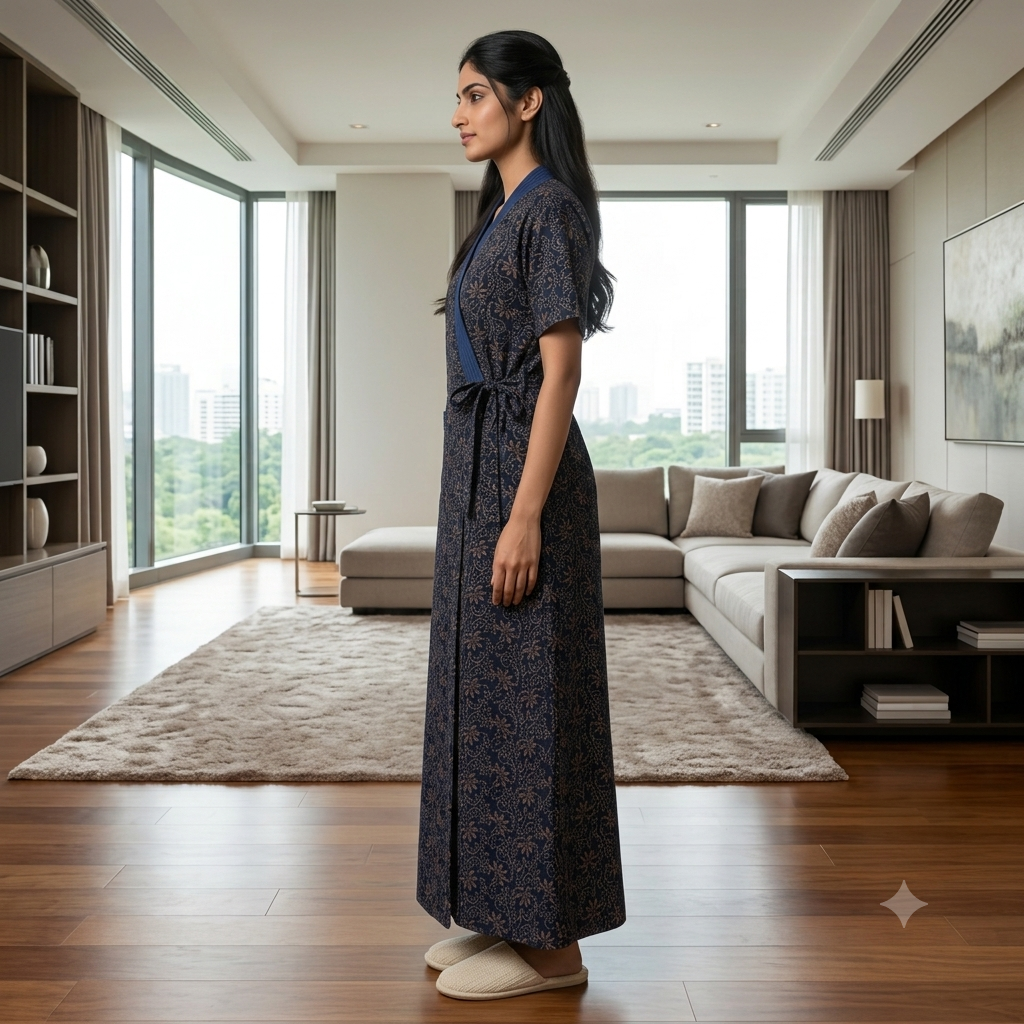 Bizzy Lizzy Navy Blue Geranium 2pc Set Housecoat