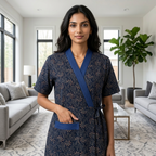 Bizzy Lizzy Navy Blue Geranium 2pc Set Housecoat