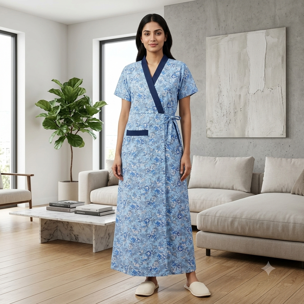 Bizzy Lizzy Light Blue Geranium 2pc Set Housecoat