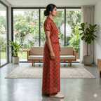 Pure Cotton Red Rose Housecoat