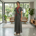 Pure Cotton Green Rose Housecoat