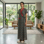 Pure Cotton Green Rose Housecoat