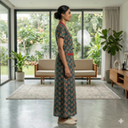 Pure Cotton Green Rose Housecoat