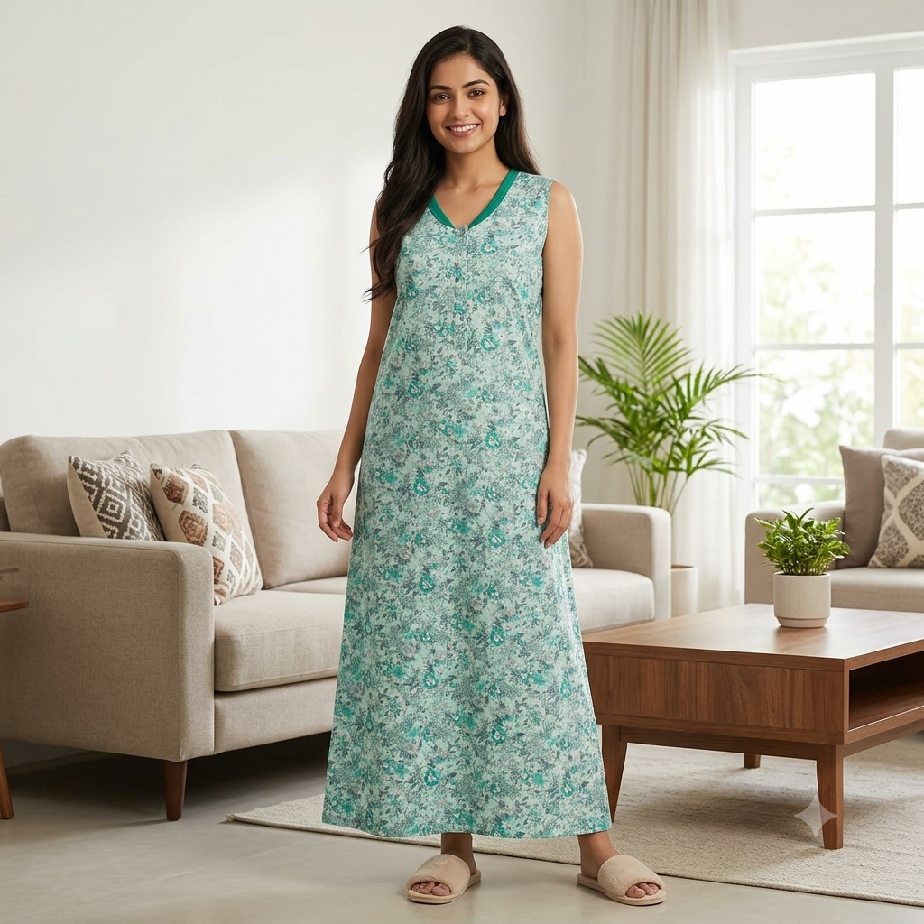 Bizzy Lizzy Light Green Geranium 2pc Set Housecoat