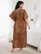Pure Cotton Red Daisy Kaftan Nighty