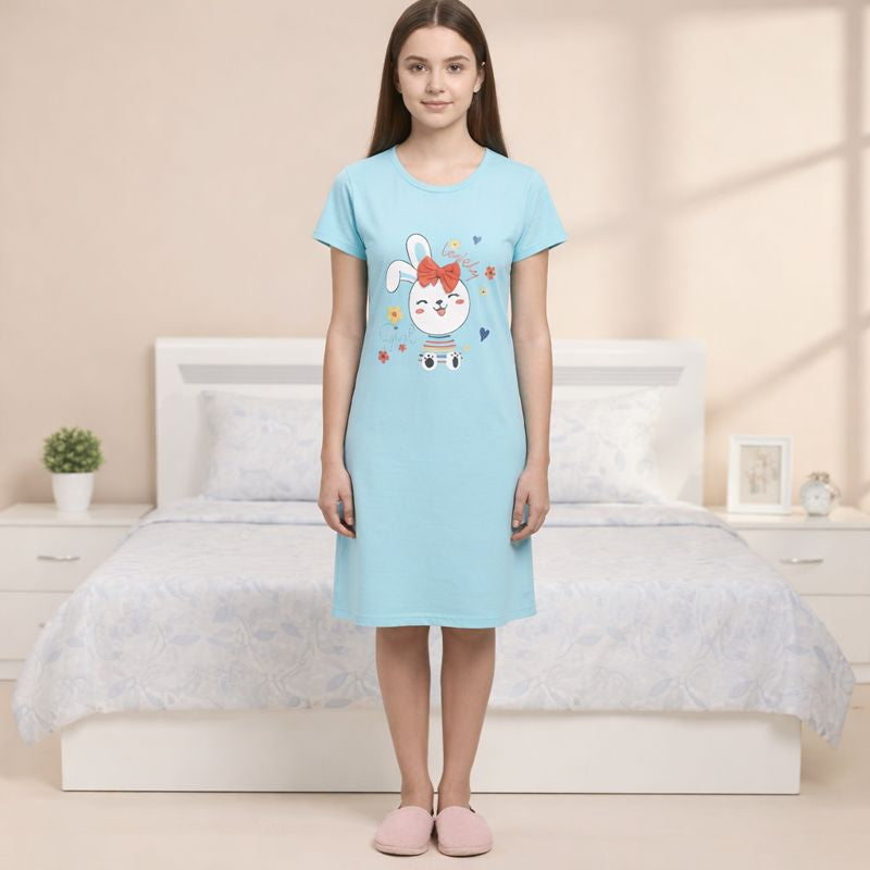 Super Soft Cotton Hosiery Girl's Nighty