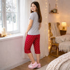 Cotton Hosiery Grey Spring Capri Night Suit