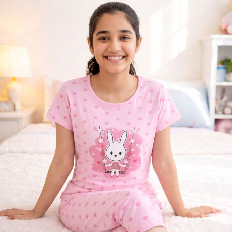 Premium Cotton Hosiery Capri Night Suit