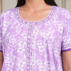 Pure Cotton Purple Carnation Full Front Open Nighty