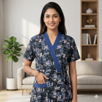 Bizzy Lizzy Vavy Blue Carnation 2pc Set  Housecoat