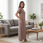 Pure Cotton A-Line Dusky Brown Stock Nighty