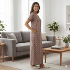 Pure Cotton A-Line Dusky Brown Stock Nighty