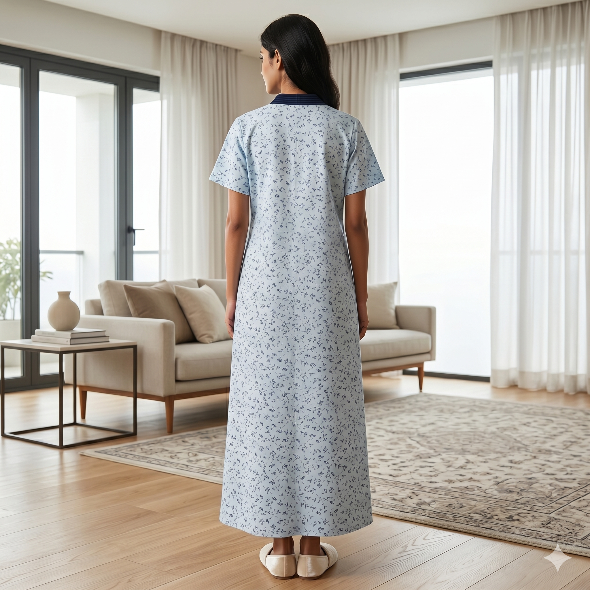 Bizzy Lizzy Light Blue Peony Housecoat