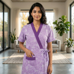 Pure Cotton Light Purple Peony Housecoat