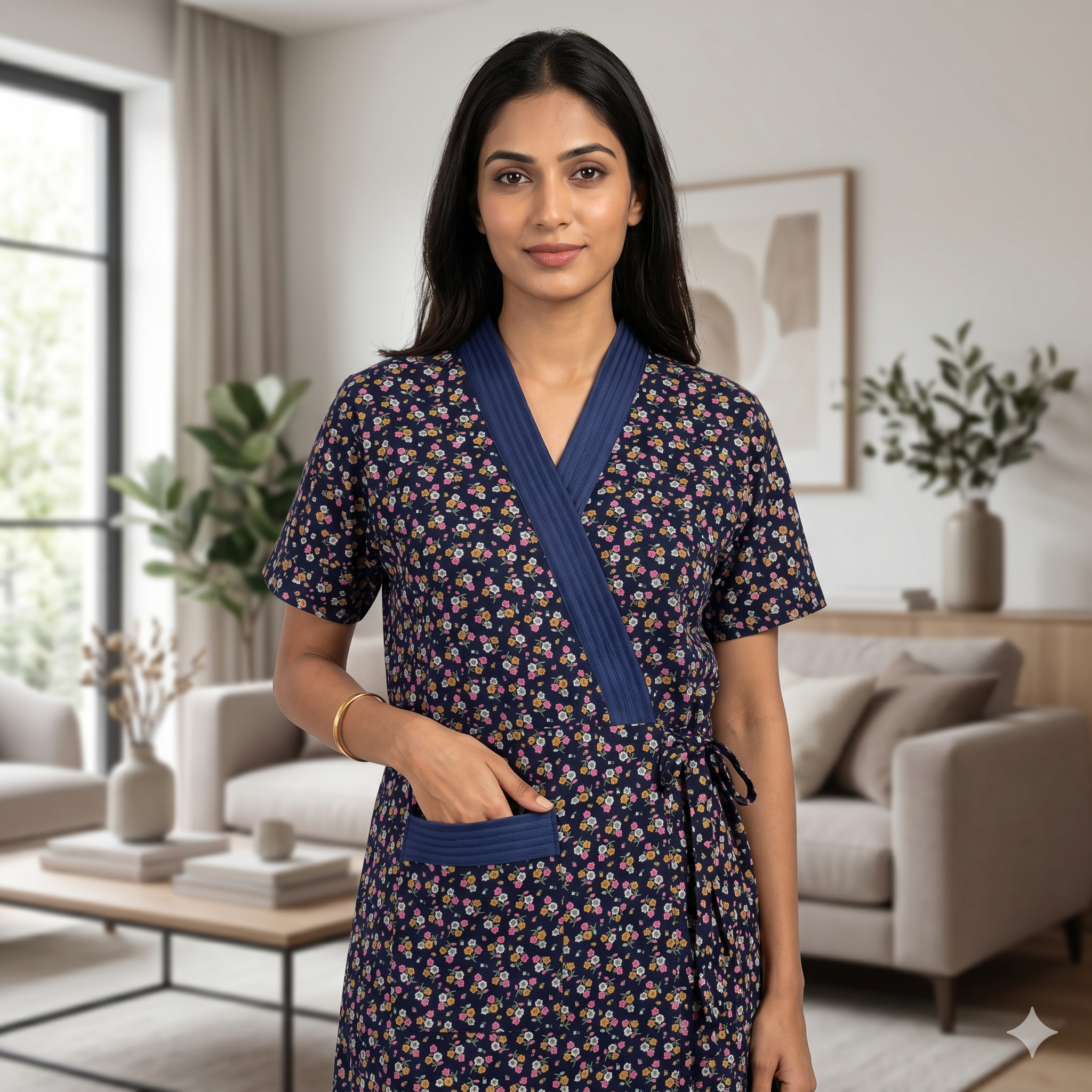 Bizzy Lizzy Blue Peony Housecoat