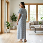 Pure Cotton A-Line Light Blue Tulip Nighty
