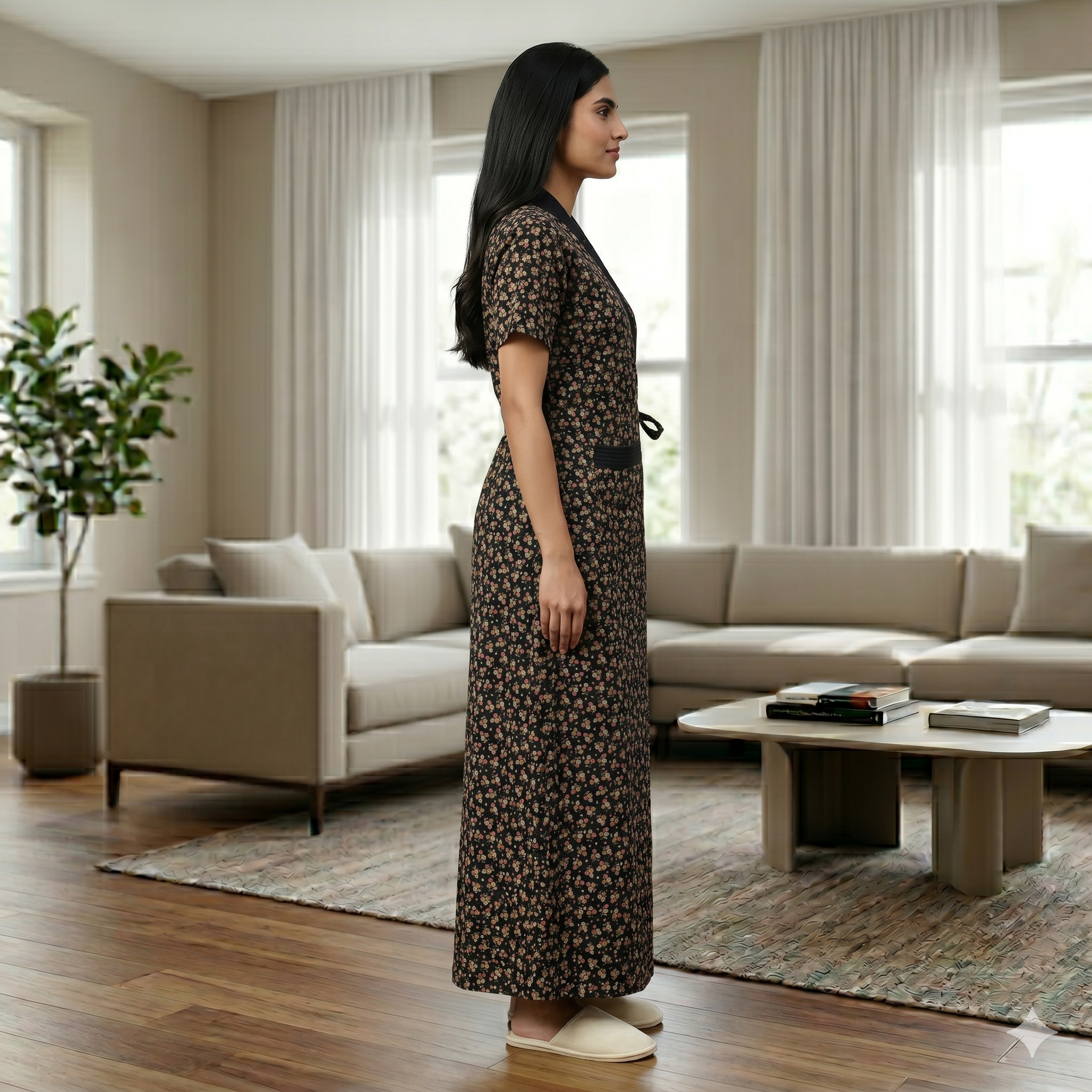 Bizzy Lizzy Black Peony Housecoat