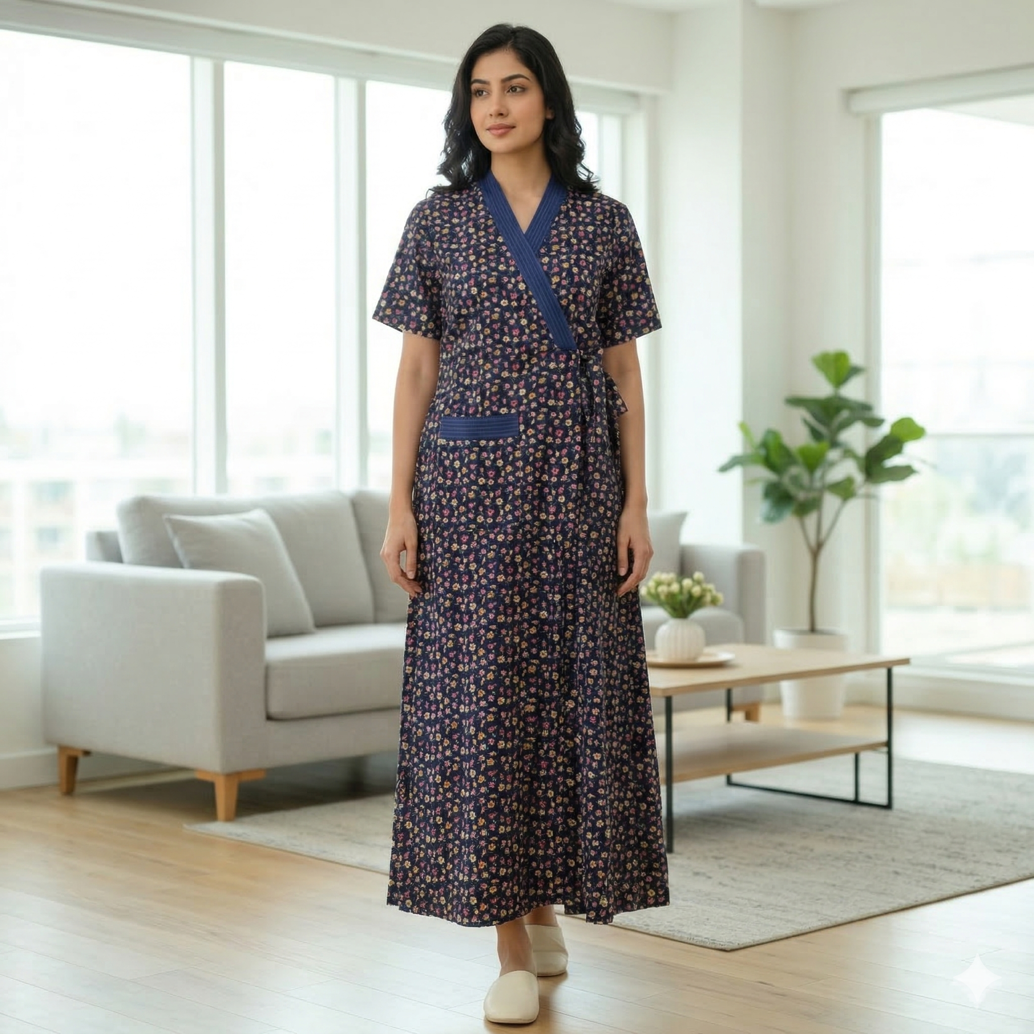 Bizzy Lizzy Blue Carnation 2pc Set  Housecoat