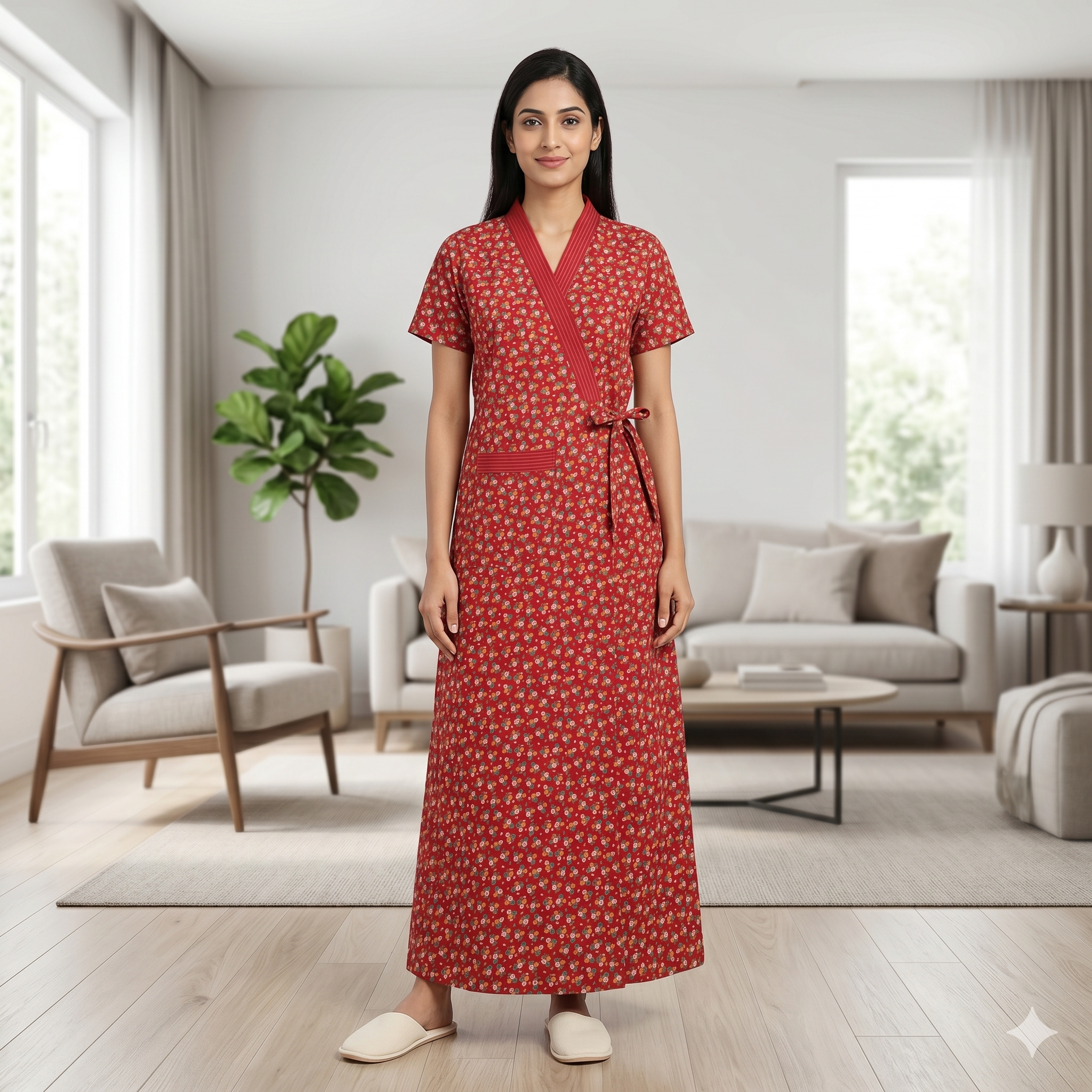 Bizzy Lizzy Red Peony Housecoat
