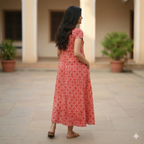 Pure Cotton A-Line Orange Rose Nighty