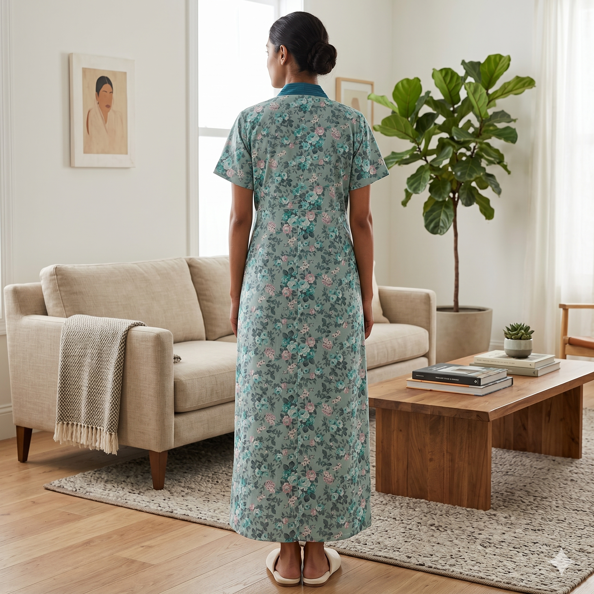 Bizzy Lizzy Light Blue Tulip 2pc Set Housecoat