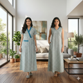 Bizzy Lizzy Sky Blue  Rose 2pc Set  Housecoat