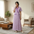 Pure Cotton Light Purple Carnation Housecoat