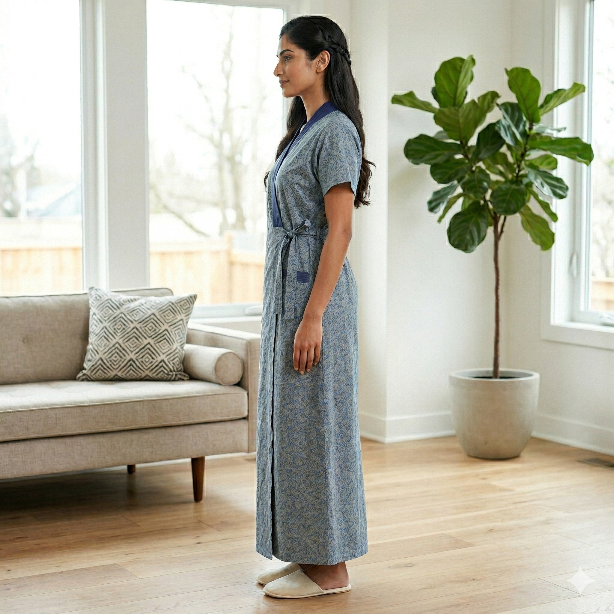 Bizzy Lizzy Blue Carnation Housecoat