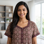 Pure Cotton A-Line Dusky Brown Stock Nighty