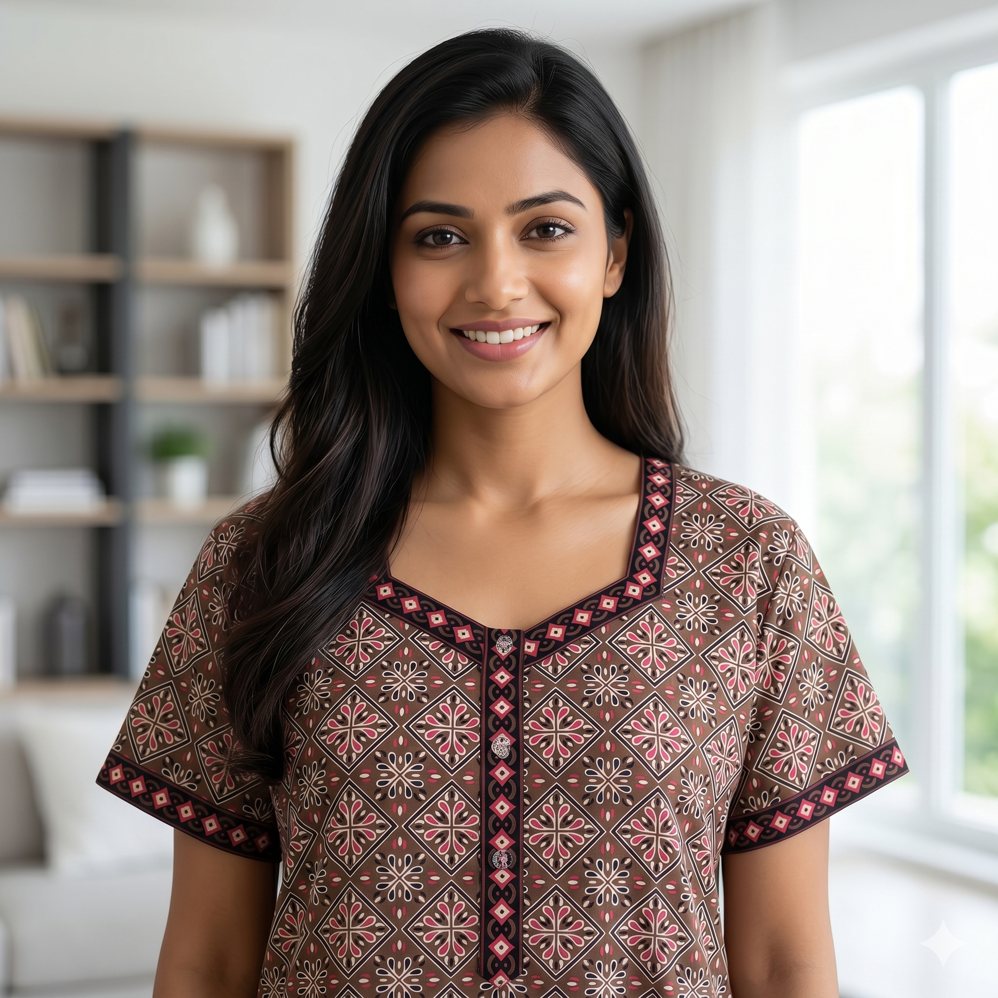 Pure Cotton A-Line Dusky Brown Stock Nighty