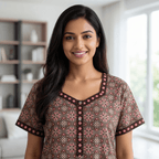 Pure Cotton A-Line Dusky Brown Stock Nighty