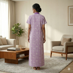 Pure Cotton Light Purple Carnation Housecoat