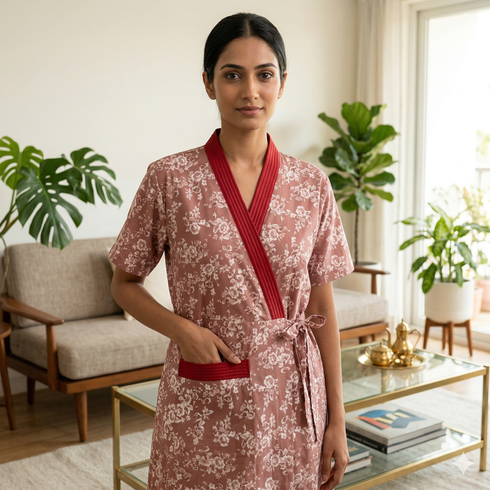 Bizzy Lizzy Light Red Carnation Housecoat