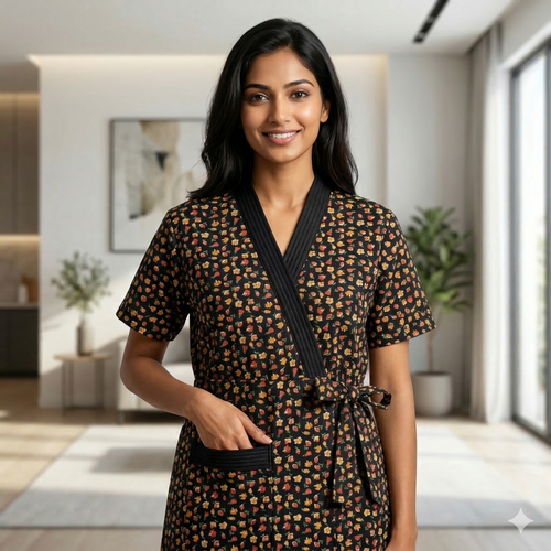 Bizzy Lizzy Black Carnation 2pc Set  Housecoat