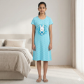 Cotton Hosiery Blue Swing Bunny Girl's Nighty