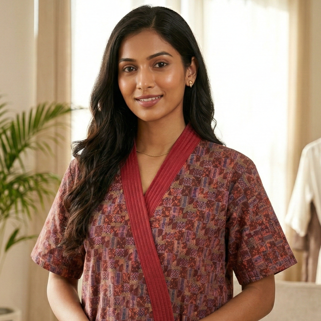 Bizzy Lizzy Maroon Daisy Housecoat