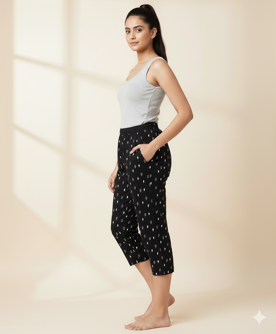 Premium Cotton Hosiery  3/4 Length Capri