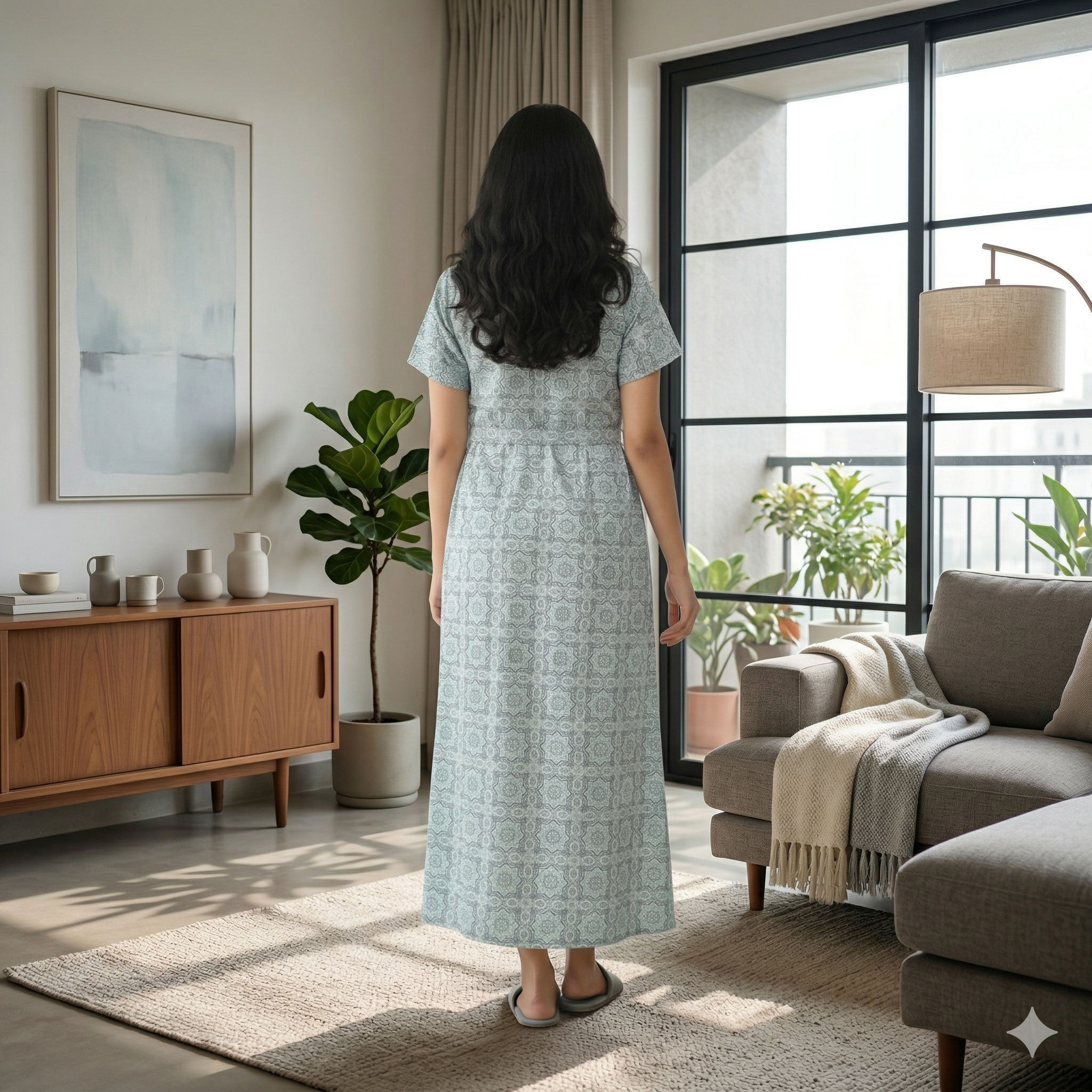 Bizzy Lizzy Sky Blue  Rose 2pc Set  Housecoat