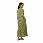 Pure Cotton A-Line Green Rose Nighty