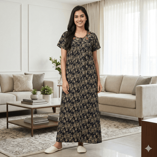Bizzy Lizzy Black Cosmos Front Open Nighty
