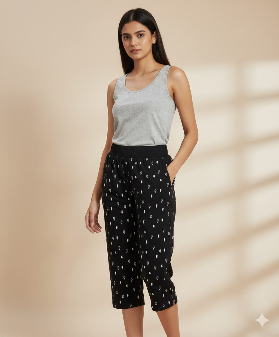 Premium Cotton Hosiery  3/4 Length Capri