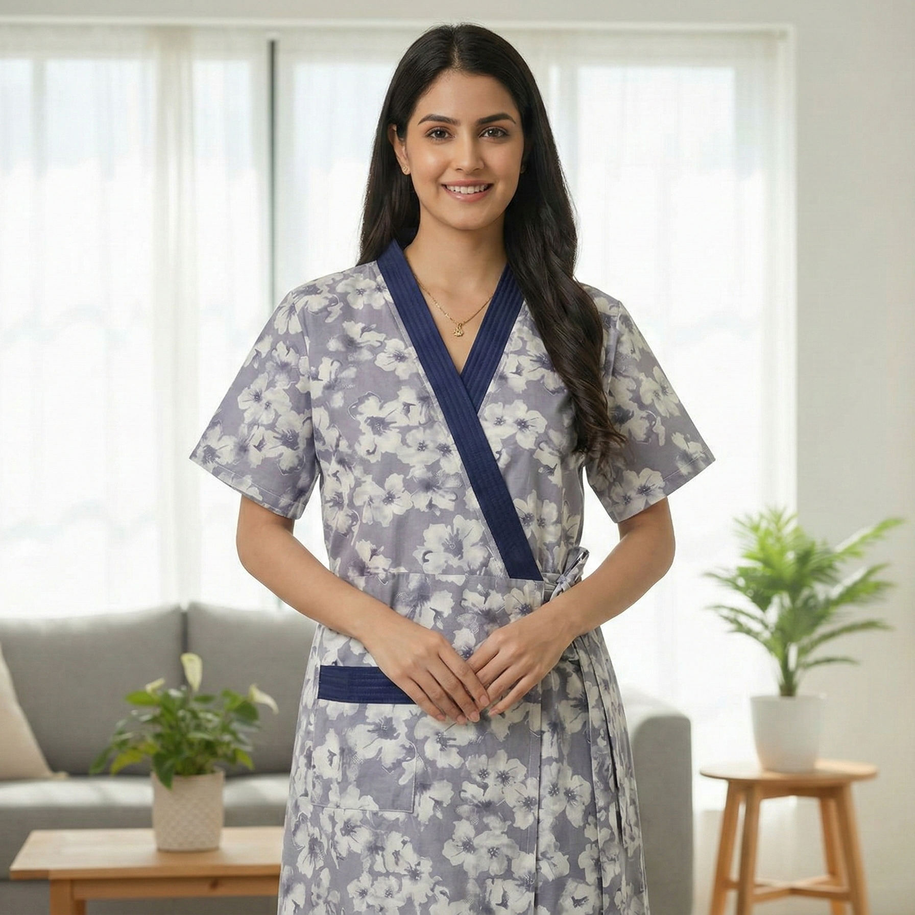 Bizzy Lizzy Blue Pansy 2pc Set  Housecoat