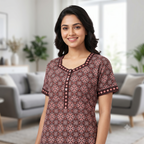 Pure Cotton A-Line Maroon Stock Nighty