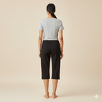 Cotton Hosiery Black Plain Diamond Capri