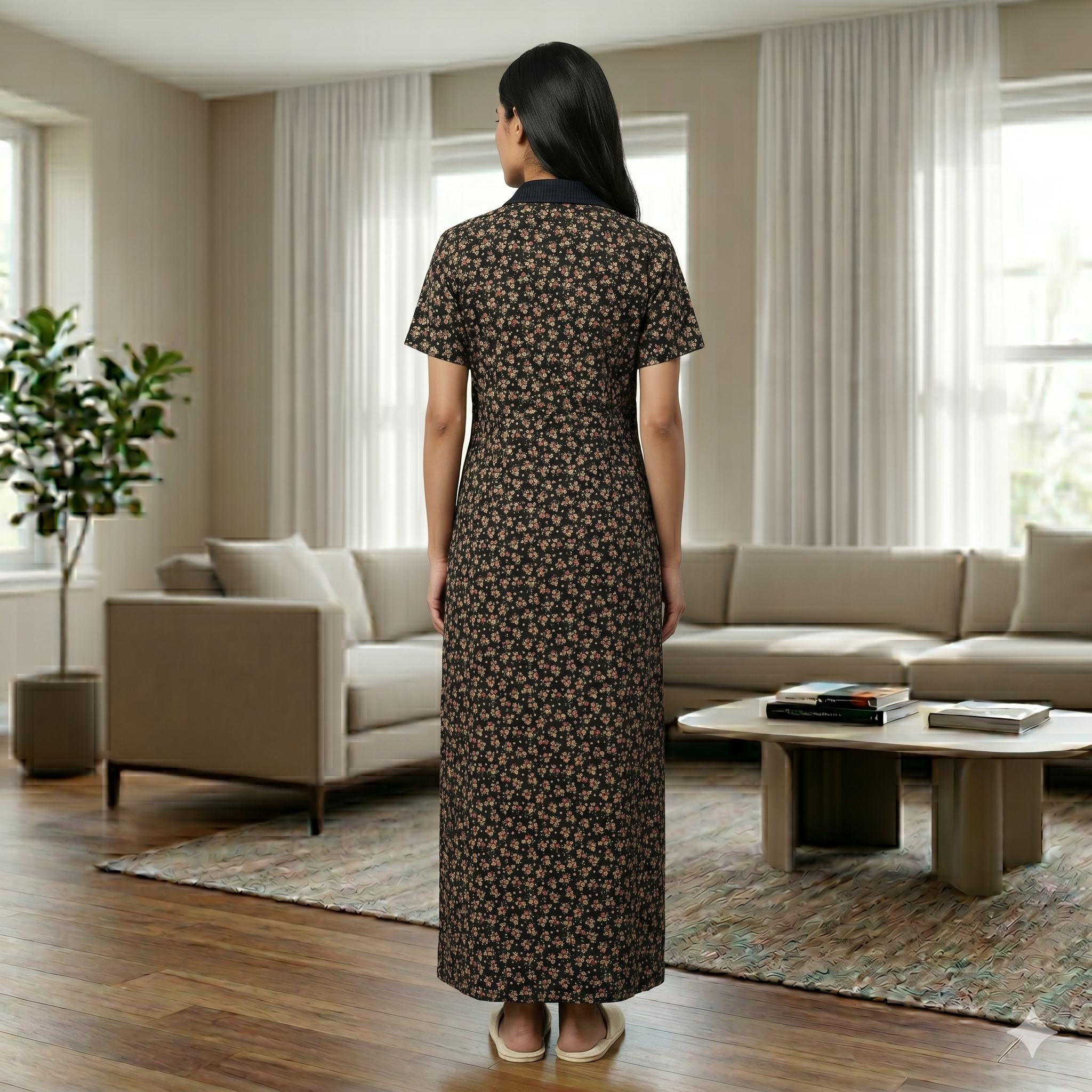 Bizzy Lizzy Black Peony Housecoat